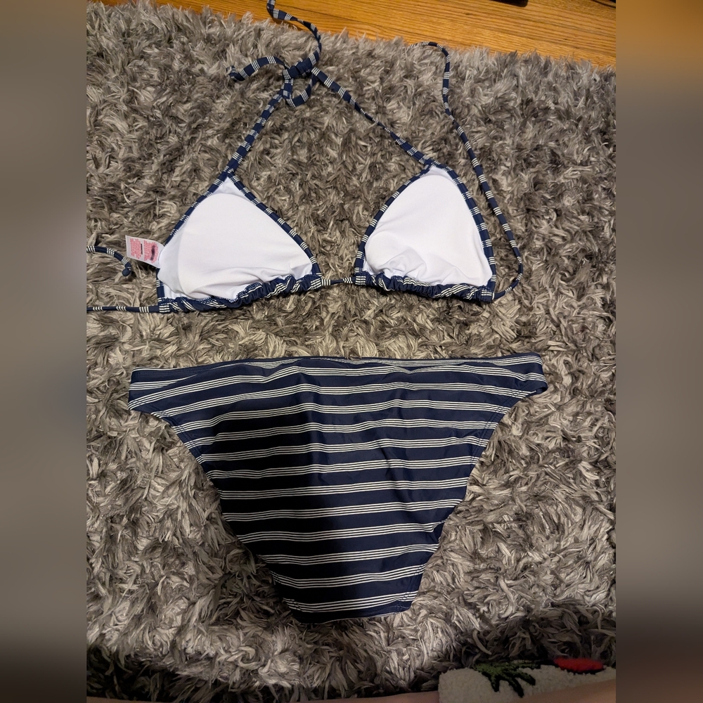 Xhilaration Navy and White Striped Bikini - Picture 2 of 3